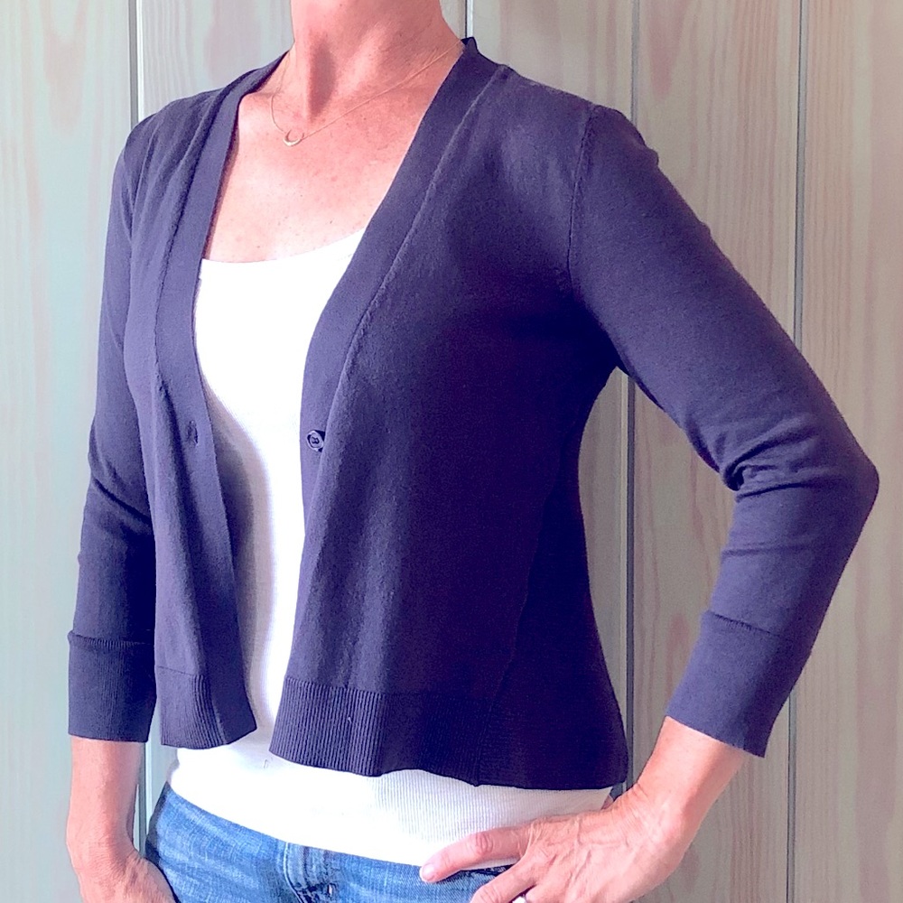 Loft cropped cardigan with ribbed detail